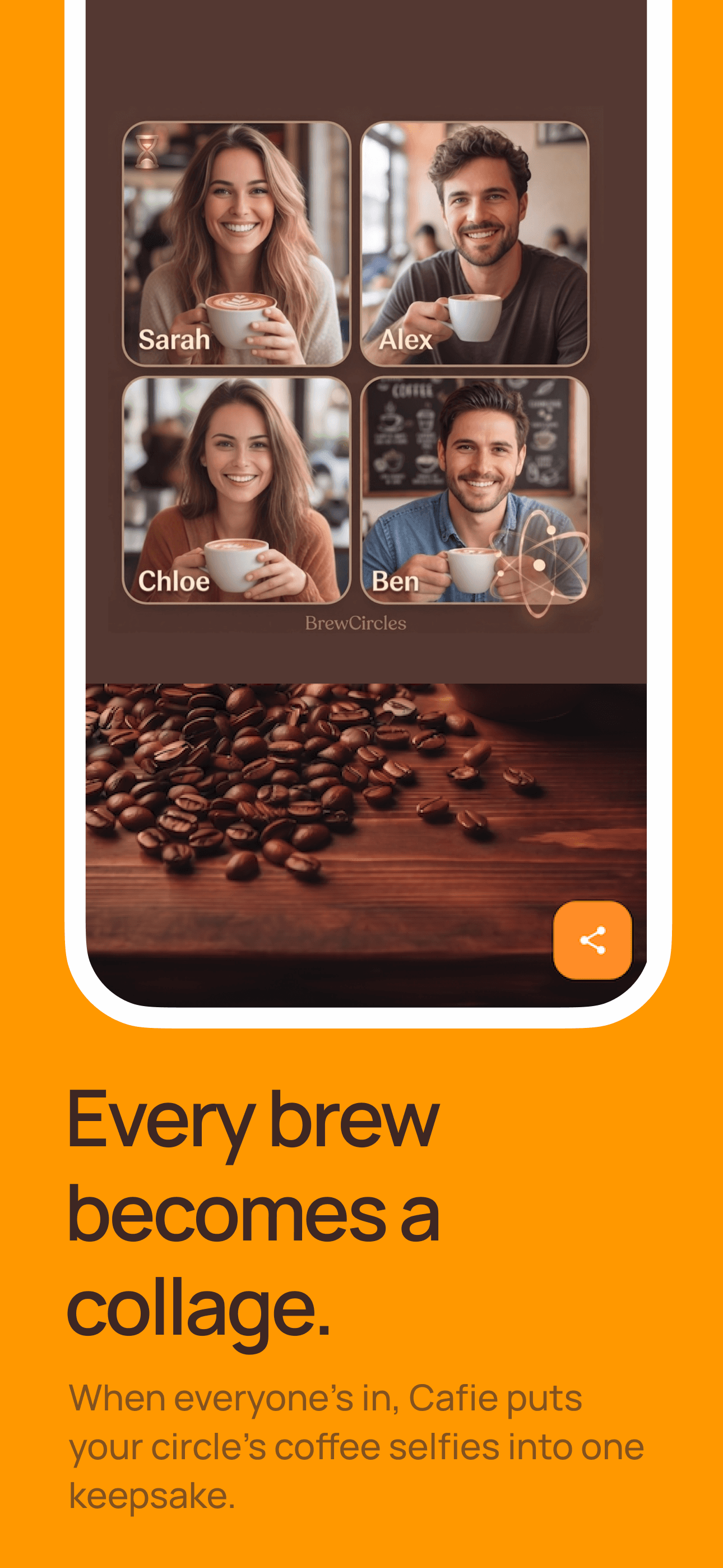 Collage screen of the Cafie app